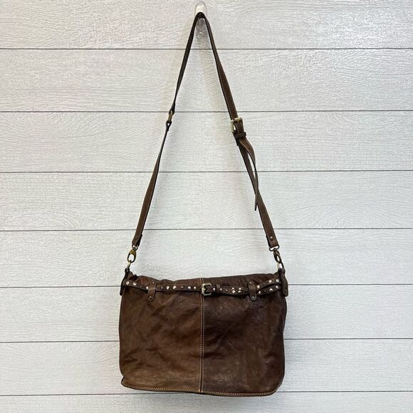 Cavalcanti Italy Leather Brown Crossbody Fold-over Purse Shoulder Bag - Picture 3 of 12